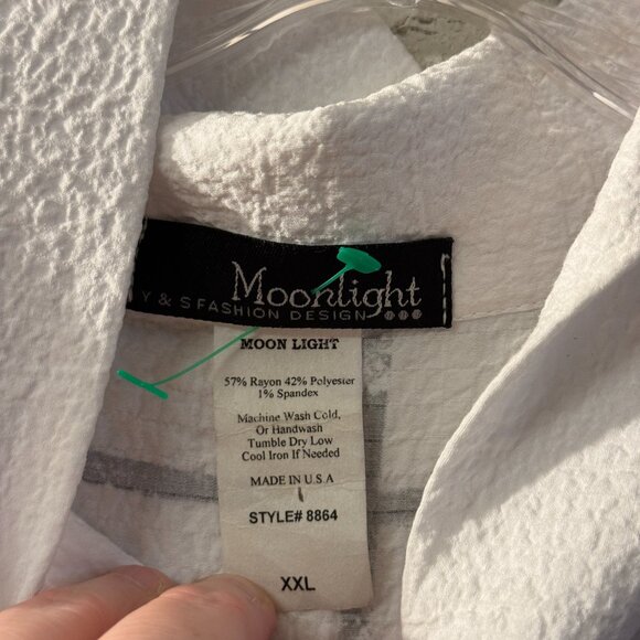 Vintage Moonlight Rayon Blend Tunic Top XXL | Black White Windowpane Plaid Butto - Picture 5 of 8